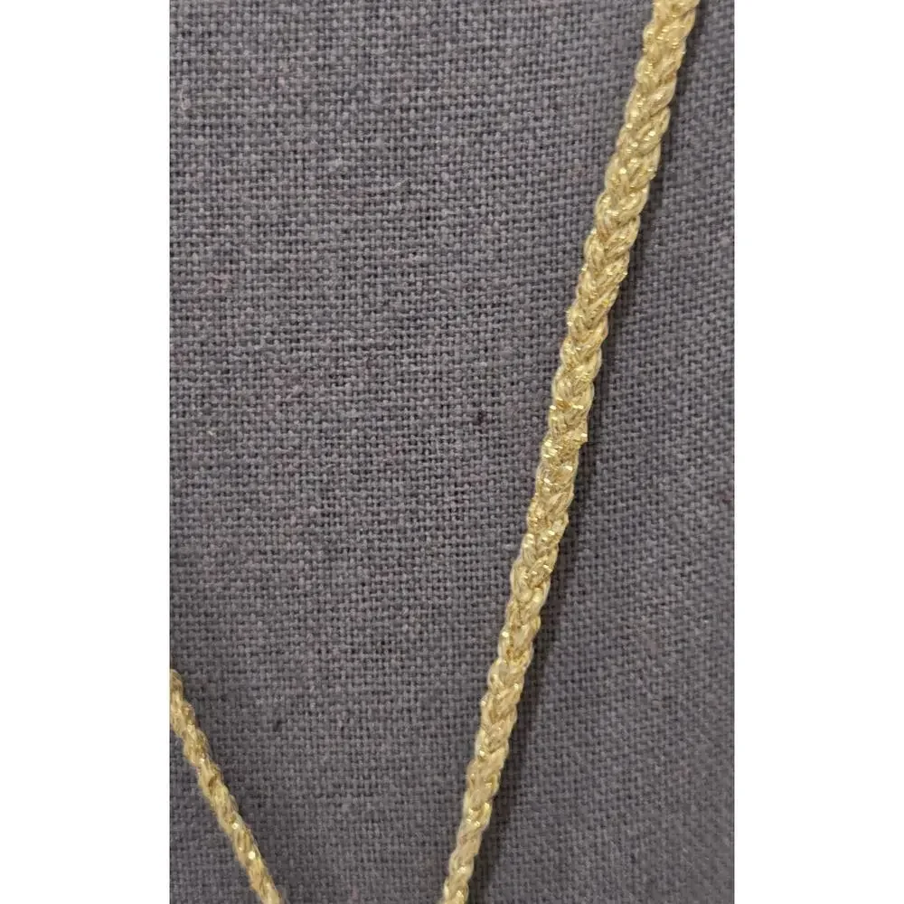 Jessica Simpson Gold Amber Clear Beaded Tear Drop Pendant Necklace Braided
